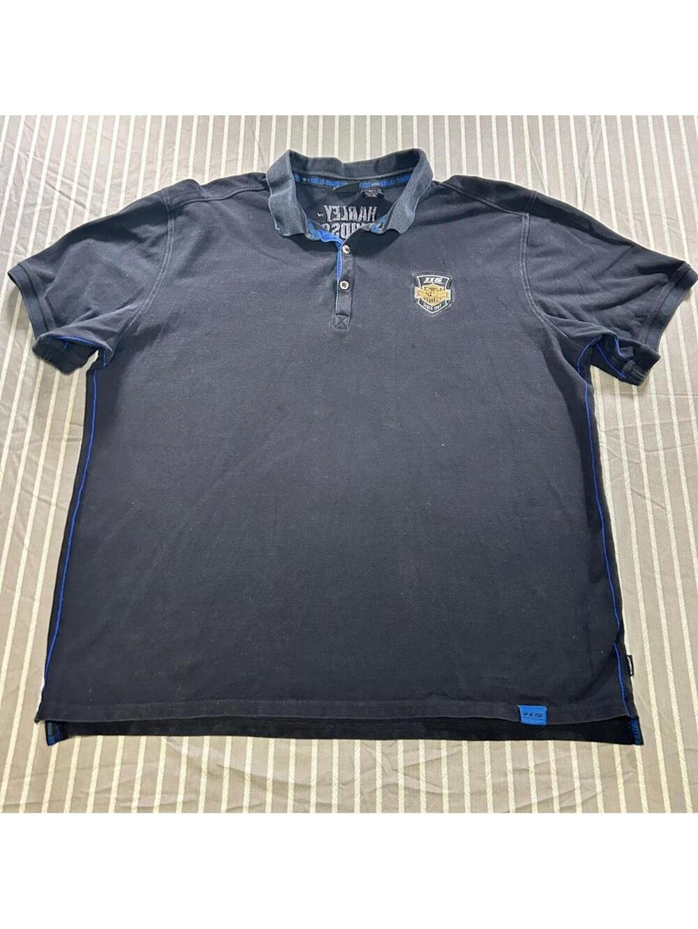 HARLEY DAVIDSON Polo Shirt Mens 3XL Black Embroidered Biker Motorcycle 115 Years